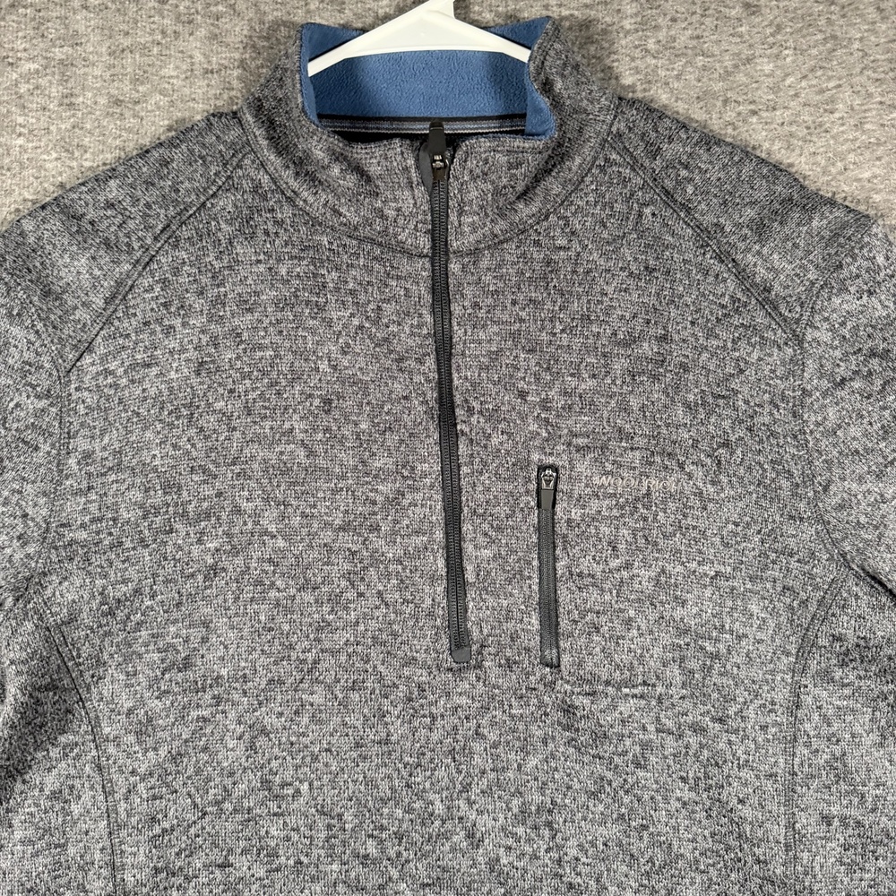 Woolrich Sweater Mens Large Gray Half Zip Fleece Pullover Chest Pocket Outdoor